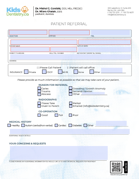 Kids Dentistry patient referral form