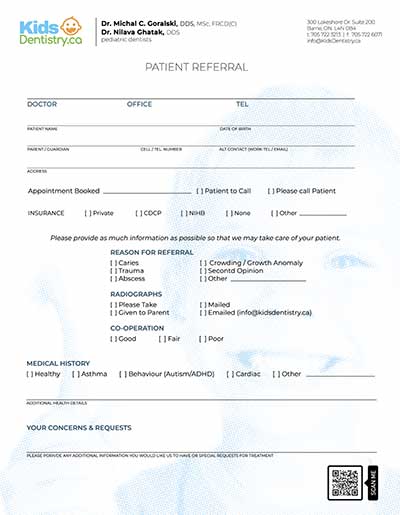 Kids Dentistry patient referral form
